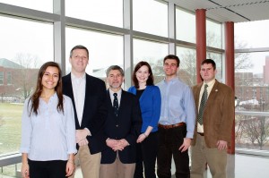 Erin Puglia ’17 (CLAS), Professor Vin Moscardelli, Roper Center Director Paul Herrnson, OUR Director Caroline McGuire, Chris Bruno ’16 (CAHNR), and Professor Ben Campbell.